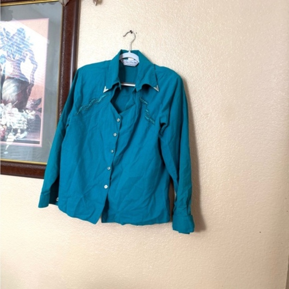 Vintage Lilia Suits Button Padded Shoulder Top Size 10
